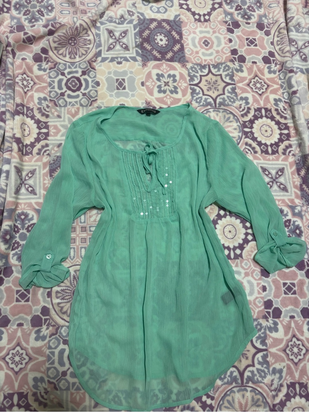 Express Mint Green Peasant Blouse